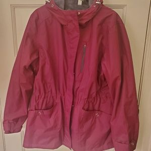 Free Country size Large Purple Rain Coat with Fuzzy warm Lining